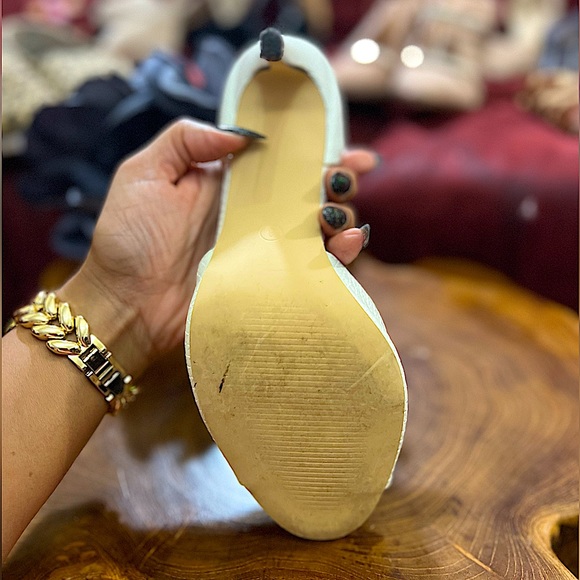 Mary-Jane style White Snakeskin Peep-Toe Stiletto Heels - Picture 13 of 16